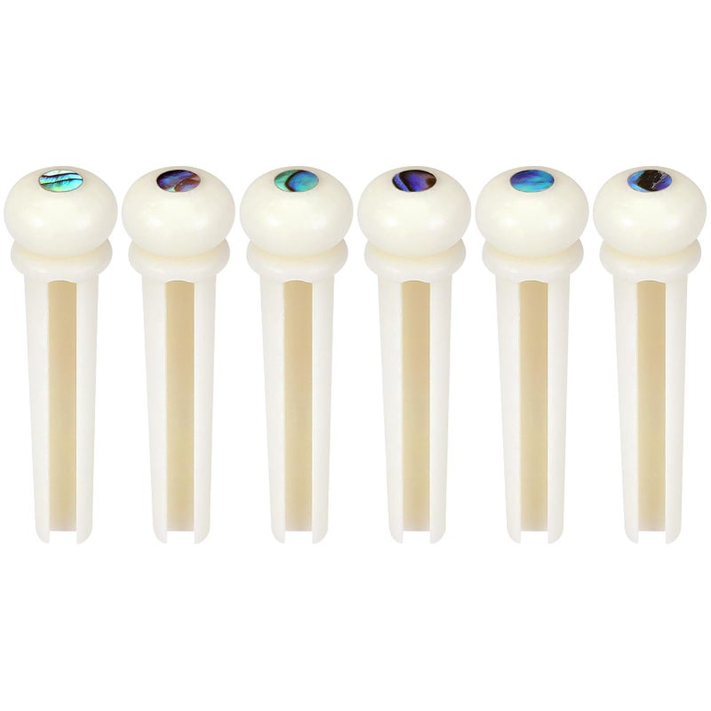 Blisstime 6pcs Guitar Bone Bridge Pins Replacement Parts with Abalone Dot - Image 3